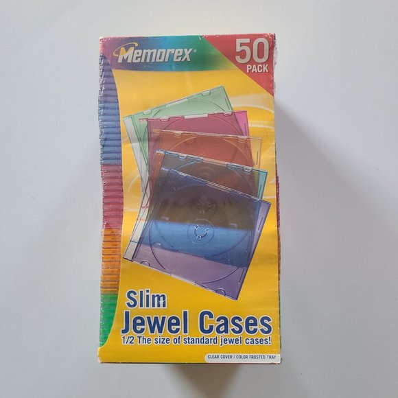 Memorex Multi Color Slim Jewel Cases 50 Pack Sealed New - Picture 1 of 5